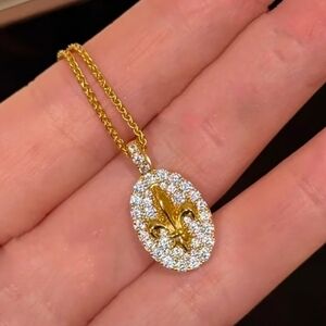 18k Gold Plated Fleur-de-Lis Pendant Necklace